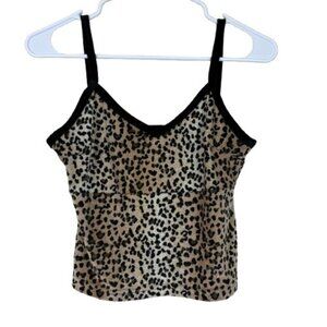 VTG Soft Wear Animal Print Y2K Style Velvet Spaghetti Strap Tank Sz Small